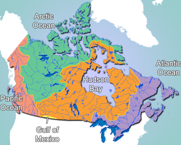 10 Canadian Provinces And 3 Canadian Territories Map And List   Canada Drainage 700x562 