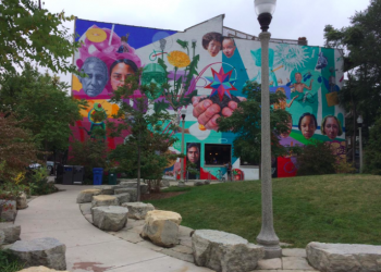 A pocket park that provides access to The 606. Source: Alessandro Rigolon